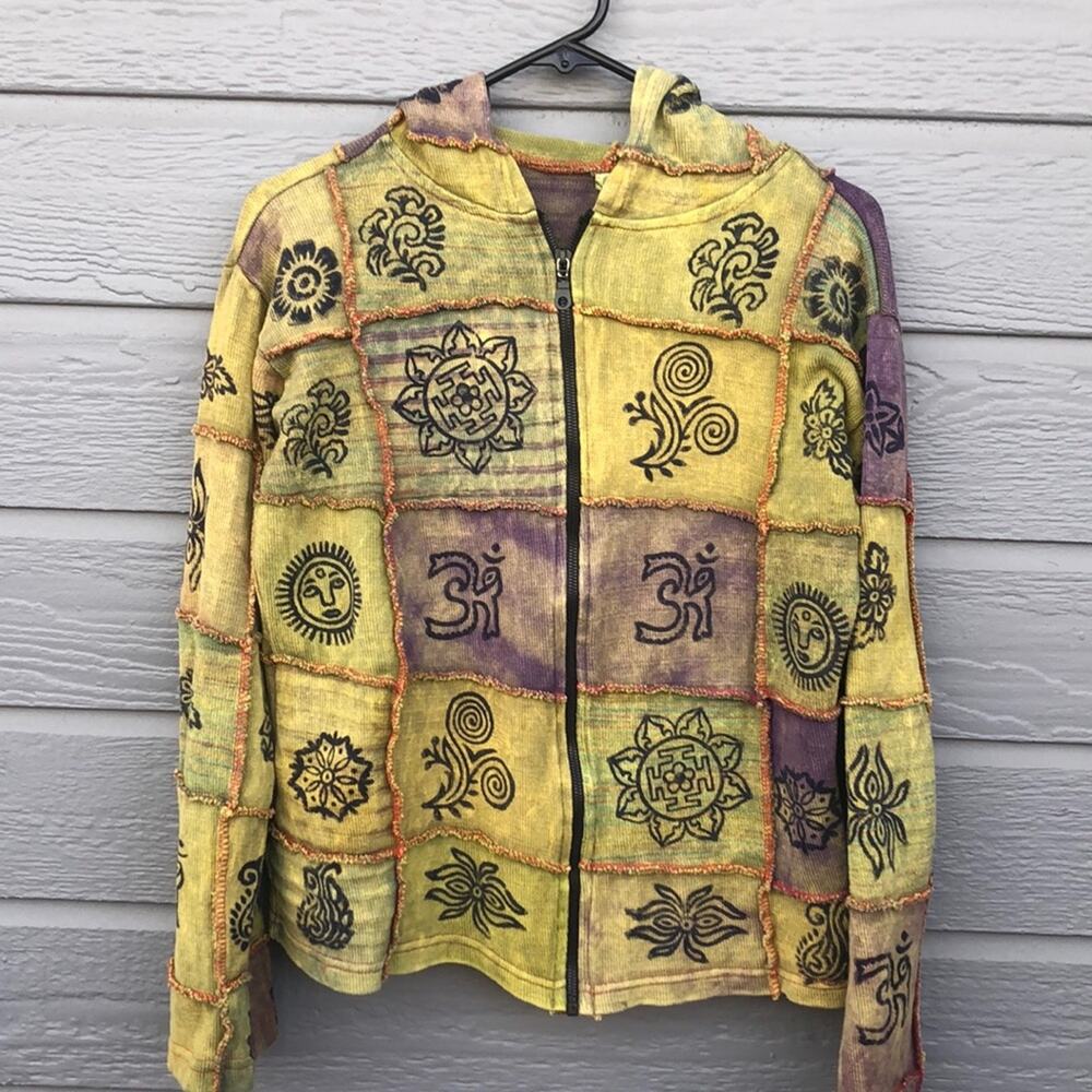 Vintage L Boho Style Patchwork Style Sweatshirt - image 1